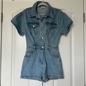 Denim Romper: high quality denim, size S, worn once, perfect condition